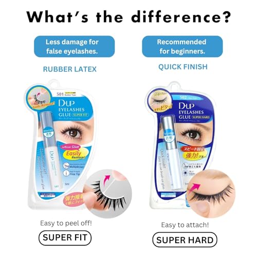 D-UP False Eyelash Glue for Lash Extensions with Transparent Rubber Type, LASH Cluster Glue Waterproof for Long-Lasting & Eyelash Natural Look from Japan, 501