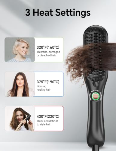 LANDOT Black Mini Ionic Ceramic Hair Straightener Brush - Travel Safe