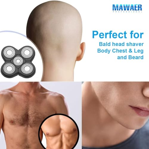Universal 5-Blade Head Shaver Replacement Heads for Grooming & Trimming