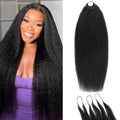BIAGT Kinky Straight Crochet Human Hair 20 Inch 50g Pre-Fluffed, Tangle-Free Natural Yaki Texture