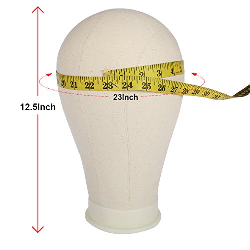 White Canvas Wig Head 23 Inch Mannequin for Wig Making & Styling