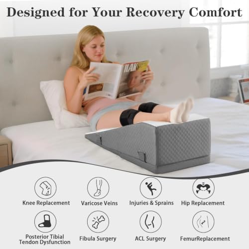 Hapiclody Double Leg Elevation Pillow for Post-Surgery Recovery, Adjustable Support