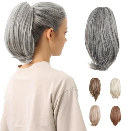 Claw Clip Straight Ponytail Hair Extension 10 Inches Salt and Pepper - Hair Accessories