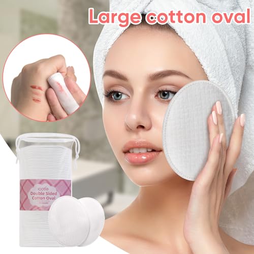 ICOTLE Large Oval Cotton Pads 280 Count 3-Layer, Bag of 4 - Face & Makeup Remover