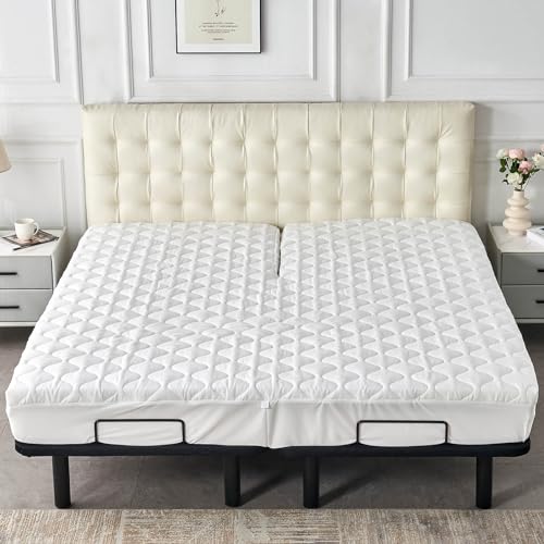 Kingnex Waterproof Split Top King Mattress Protector Pad - Adjustable Bed, 78x80