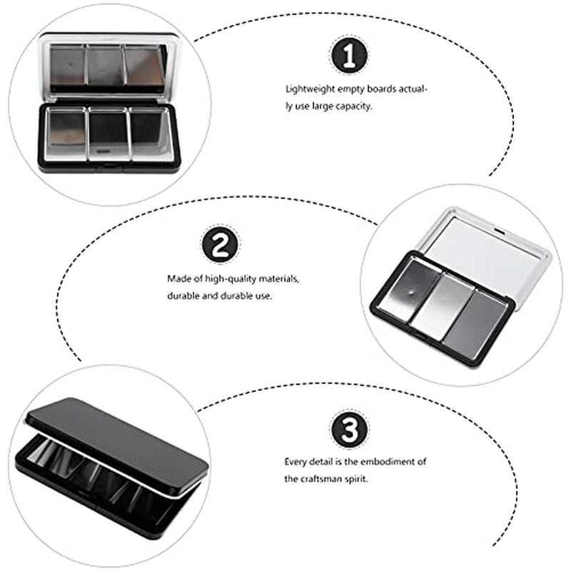 Beaupretty Magnetic Empty Eyeshadow Palette Box with 3 Compartments Refillable Lipstick and Blusher Storage Tray Portable Makeup Container for Travel and Daily Use