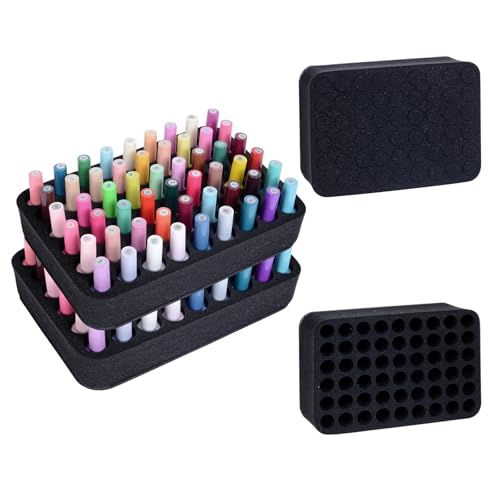 YAHOURWAT 2 Pack Nail Polish Organizer Tray with 108 Slots (15ml) Black – Foam Drawer Insert