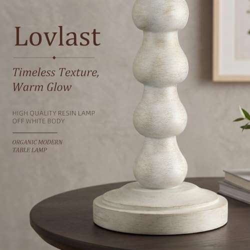 Lovlast 27-Inch Farmhouse Off White Table Lamp for Living Room & Bedroom