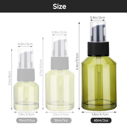 Segbeauty 18pcs 2oz Glass Travel Lotion Container Refillable, Small Travel Containers for Creams, 60ml Mini Empty Lotion Bottles with Pump Dispenser, Cosmetic Skincare Containers Sample Cream Bottle