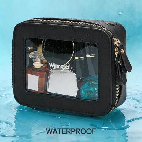 Wrangler Clear Makeup Bag Organizer Large Black – TSA Travel Toiletry Bag