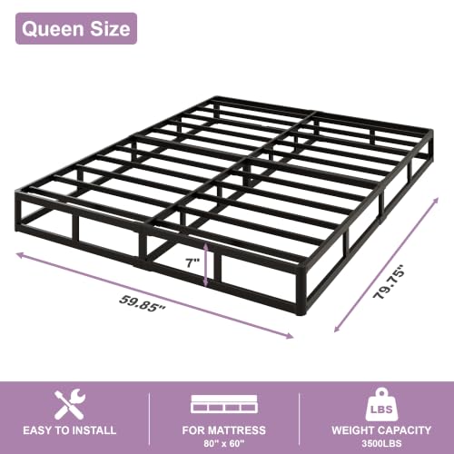 Queen Size 7 Inch Heavy Duty Metal Box Spring - Support & Comfort