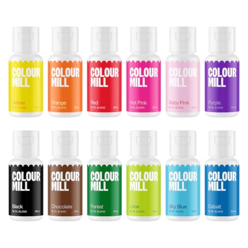Colour Mill Oil Blend Food Coloring Kickstarter Pack - 12 Vibrant Colors, 20ml Each