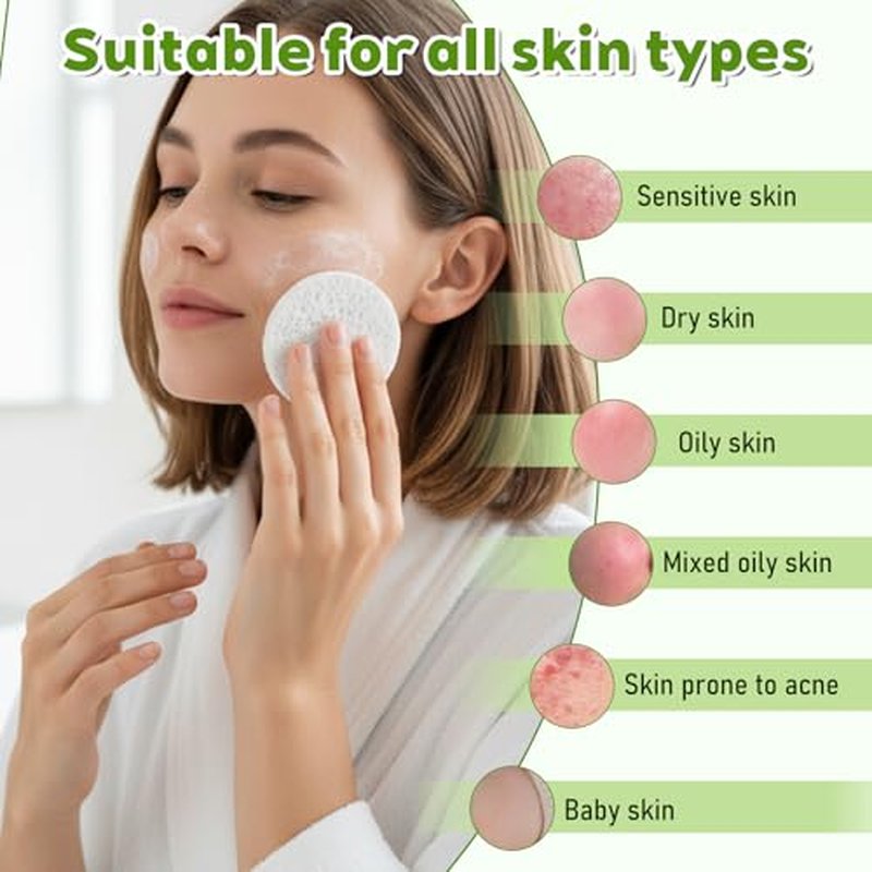 120 Pcs Compressed Facial Sponges with Container, Disposable Round Face Sponge Pads Portable Makeup Removal Wash Sponges for Women Cleansing Makeup Spa (White)