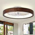 Oaks Aura 20-Inch Dark Wood Modern Flush Mount Ceiling Fan with Lights - Variant SM20-Z