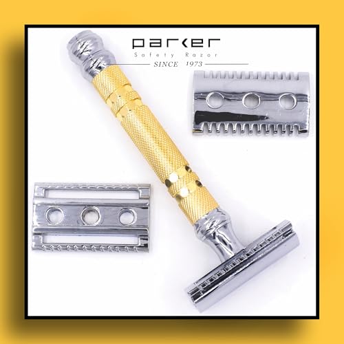 Convertible Safety Razor with Open & Closed Comb Plates - Premium Brass Handle