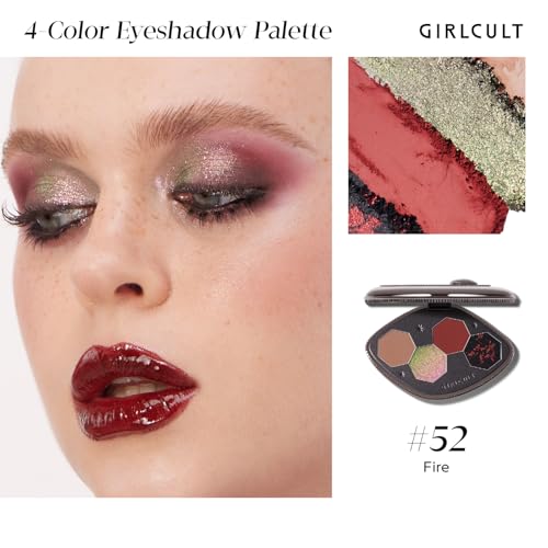 GIRLCULT 5-in-1 Makeup Gift Set ? Playful All-in-One Makeup Kit with Eyeshadow Quad, Cream Blush, Matte Lip Stains & Hand Mirror, Pigmented & Blendable, Valentine¡¯s Day & Holiday Beauty Gift