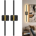Black Gold Battery Operated Wall Sconces Set of 2 - 28.8 Inch, Detachable Battery, 3CCT Dimming