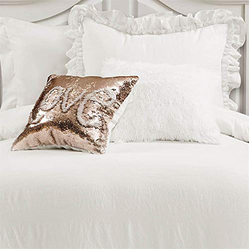 Lush Decor Ella Ruffle Lace Twin Comforter Set - White Ivory 2pc (Twin XL)