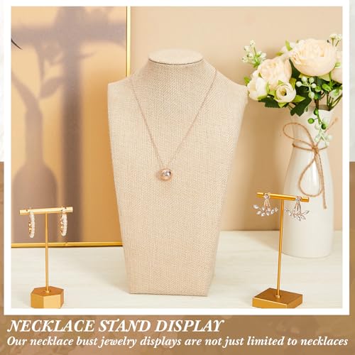 Kigley 9 Pcs Linen Jewelry Necklace Display Busts - 11.4 x 6.9 Inch Set