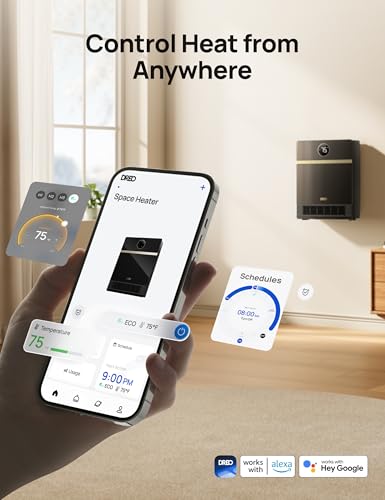 DREO Smart Electric Wall Heater - Black, Indoor, Alexa Compatible