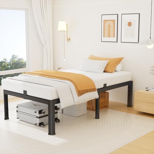 Superay 18 Inch Twin XL Metal Platform Bed Frame with Rounded Corners & Support Legs
