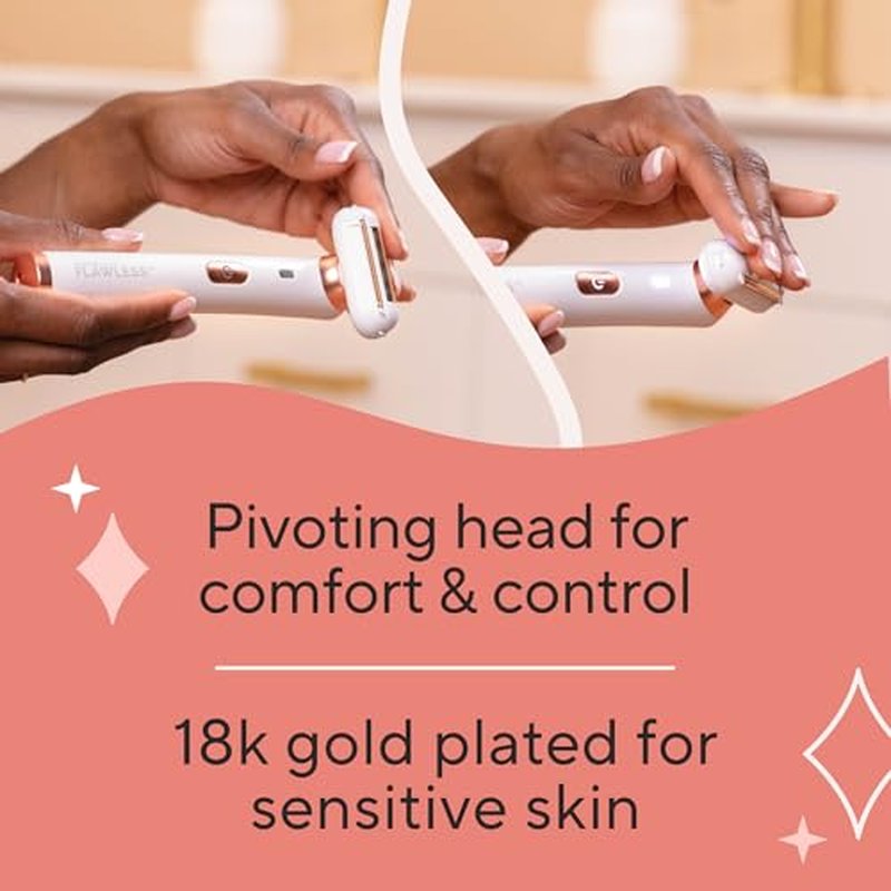 Finishing Touch Flawless Legs, Electric Razor for Women, Pivoting Head Leg Hair Remover with LED Light for Instant and Painless Leg Hair Removal