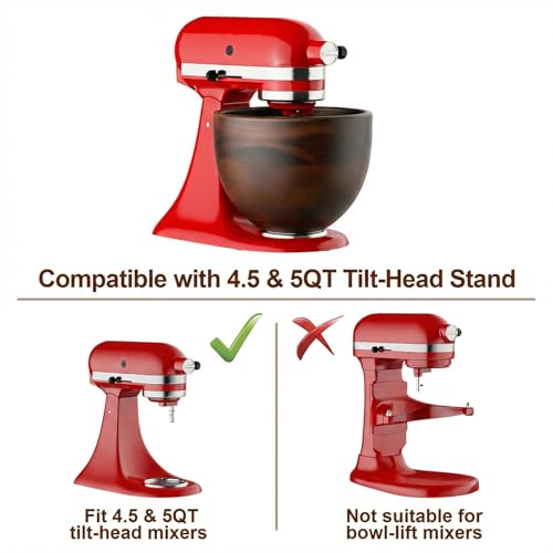Cofun Premium Acacia Wood Mixing Bowl for KitchenAid 4.5-5 Qt Stand Mixers