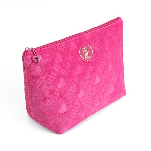 Juicy Couture Hot Pink Terry Cloth Heart Logo Makeup Bag - Travel Friendly