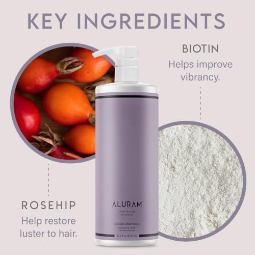 ALURAM Coconut Water Purple Shampoo 33.8 Fl Oz - Brightness & Brass Banishing for All Hair Types