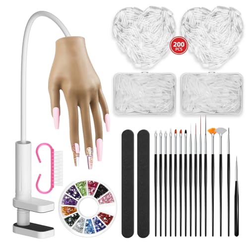 Practice Hand for Acrylic Nails - Tips Won't Fall Off Mannequin Hand - Practice Kit - NIQZOPA