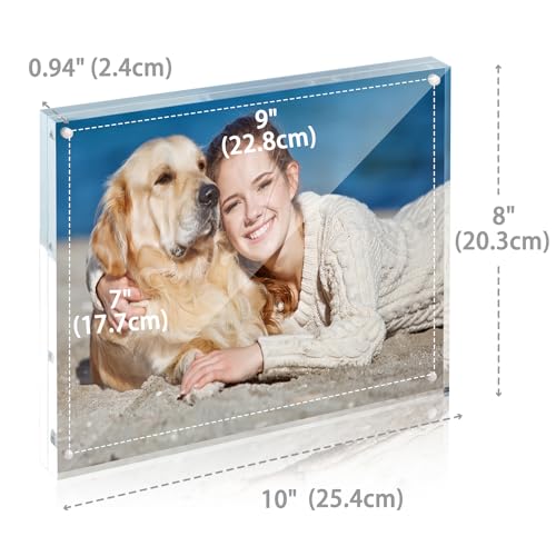 TWING 8x10 Acrylic Picture Frame Set - 5 Pack, Thicker Frameless Clear Displays