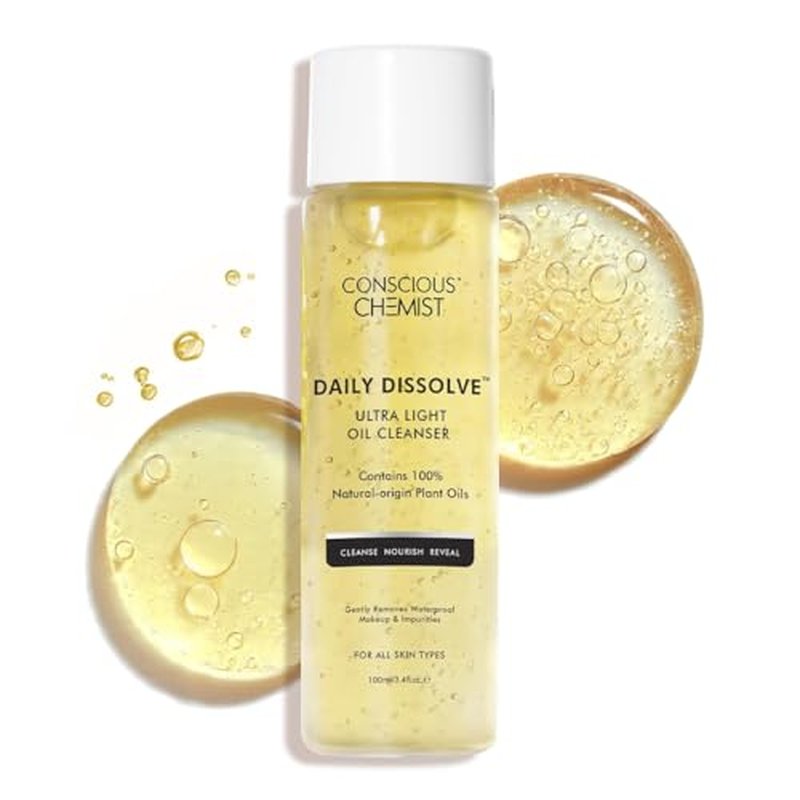 Conscious Chemist Makeup Remover & Oil Cleanser | 130ml | Face Wash & Cleanser for Oily Skin | Removes Waterproof Makeup, Blackheads & Whiteheads | Soft & Clear Skin - Daily Dissolve