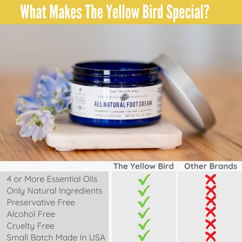 Yellow Bird Foot Cream 2 Pack - Natural Dry & Itchy Feet Repair Balm, 4 Ounce Each
