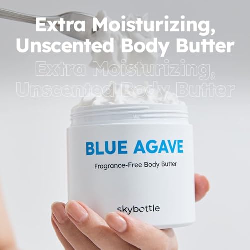 skybottle Fragrance Free Blue Agave Body Butter, Moisture Repair Body Cream, Skin Relief with Hyaluronic Acid, Vegan Certified Body Care, For Men, Women, 9.8 Fl. Oz