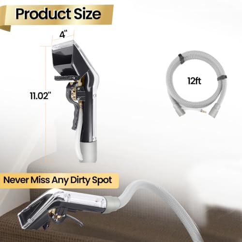 Universal Upholstery Attachment with 12-Foot Hose for Carpet & Furniture Cleaning