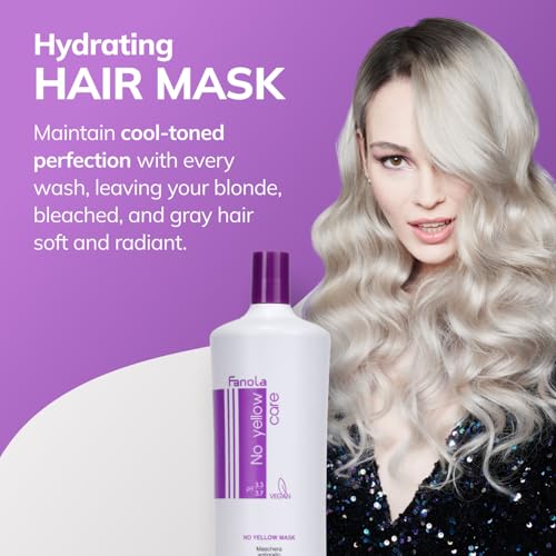 Fanola No Yellow Shampoo & Violet Toning Mask for Blonde Hair - Brighten & Neutralize Yellow Tones