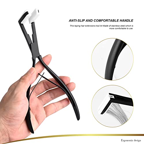 Black Hair Extensions Tape-In Pliers Kit with Sealing & Scraper Tools