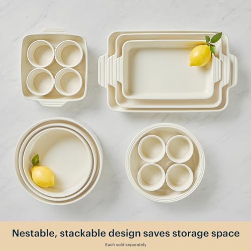 8-Piece Ceramic Bakeware Set with Ramekins and Baking Dishes - Nonstick, Oven Safe