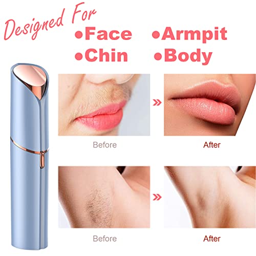 Facial Hair Remover, Removal Shaver for Women, Rosarden USB Rechargeable IPX6 Waterproof Eyebrow Face Razor Trimmer for Lips, Body, Arms, Mustaches, Fuzz and Chin (Blue)