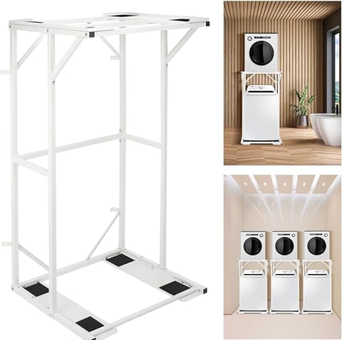 23-Inch Heavy Duty Washer Dryer Stand with Non-Slip Feet & Wall Anchor