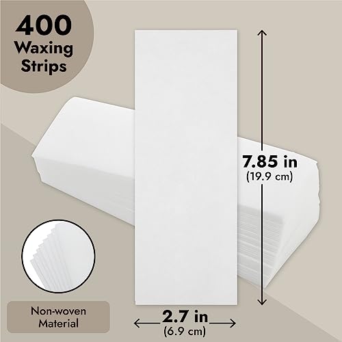 Juvale Wax Strips for Hair Removal - 7.85 x 2.7 In Pack of 400 Non-Woven Disposable Sheets - Customizable Face & Body Waxing Strips for Women Smooth Skin