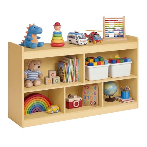 Kids Toy Storage Shelf Beech Beige - Montessori 5 Compartments