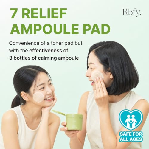 Rbfy 7 Relief Ampoule Toner Pad with Centella Asiatica - Tea Tree Variant, 100 Pads