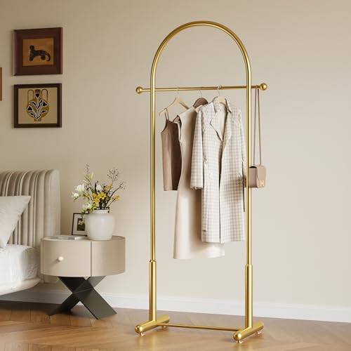 HAZHEYE Gold Modern Arch Clothing Rack - Heavy Duty Garment Stand for Bedroom & Boutique