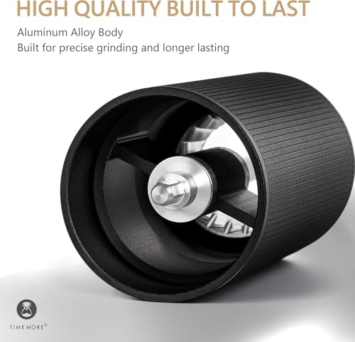 Manual Coffee Grinder with Foldable Handle, Adjustable Burr, Compact & Portable - Black - C3S Pro