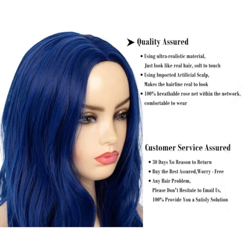 Blue Long Curly Wavy Synthetic Wig for Women - Heat Resistant Costume & Cosplay