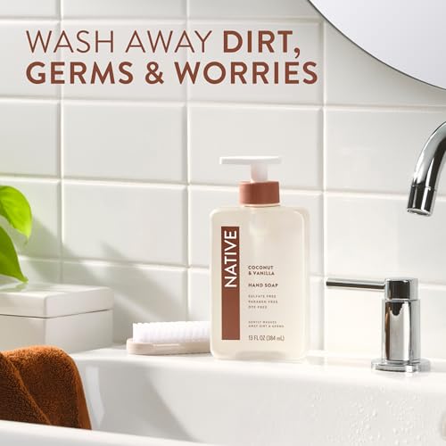 Native Coconut & Vanilla Liquid Hand Soap - Non-Drying, Vegan, 13 Fl Oz Pack of 6
