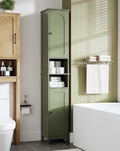 Tall Narrow Bathroom Storage Cabinet with Light - Forest Green, 11.8W x 11.8D x 66.9H
