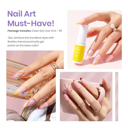 Beetles French Tip Gel Nail Polish Set - 20 Color Multicolor Variation B