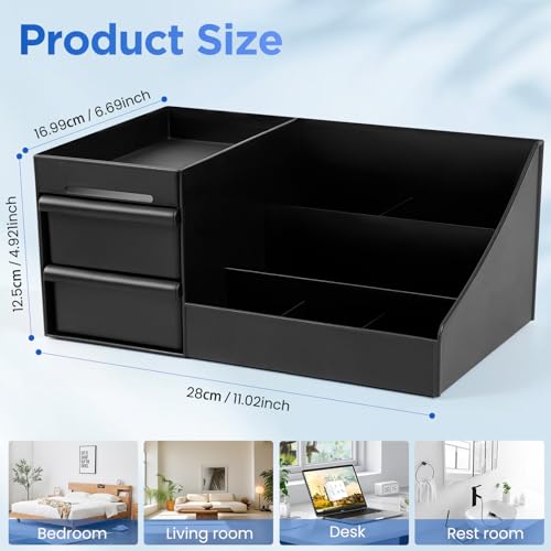Black Cologne Organizer Stand for Men, Bathroom Counter Storage Shelf